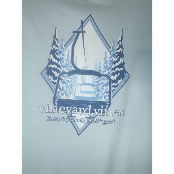 Vineyard Vines Shirt Men XL Blue Ski Everyday Should Feel This Good Chair lift - Picture 6 of 7